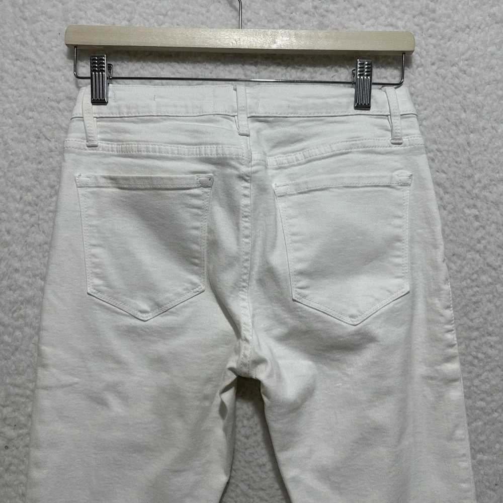 Frame Le Skinny De Jeanne Crop‎ Mid Rise Ivory White Jeans Women's Size 27